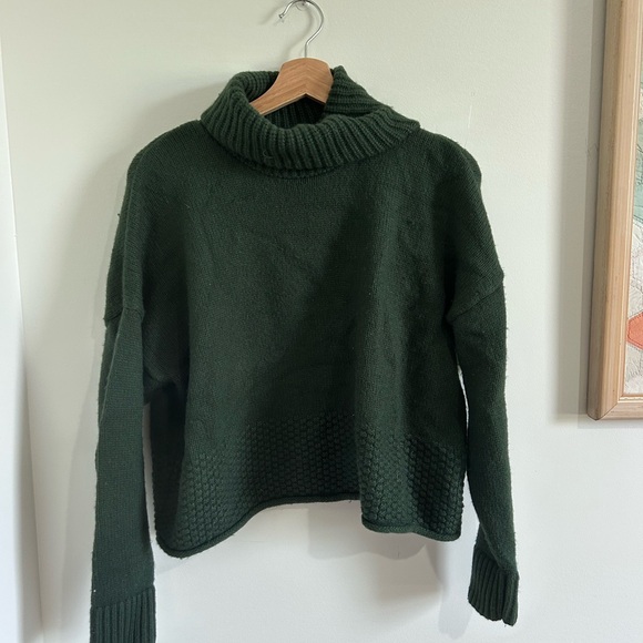 Madewell Corsica Stitch Mix Green Turtleneck Sweater Size Medium - Picture 2 of 6